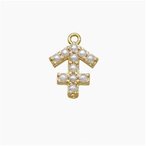 Copper Pendant Pave Pearlized Resin Zodiac Sagittarius Gold Plated, approx 10-12mm [FN47606]