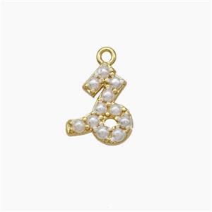 Copper Pendant Pave Pearlized Resin Zodiac Capricorn Gold Plated, approx 10-12mm [FN47607]