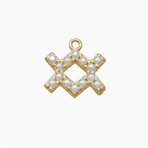 Copper Pendant Pave Pearlized Resin Zodiac Aquarius Gold Plated, approx 10-12mm [FN47608]
