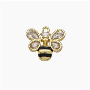 Copper Honeybee Pendant Pave Zirconia Gold Plated, approx 12-14mm [FN47611]