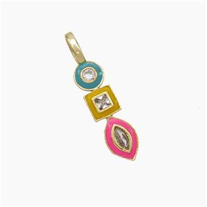 Copper Eye Mouth Lips Pendant Pave Zirconia Enamel Gold Plated, approx 5-21mm [FN47612]