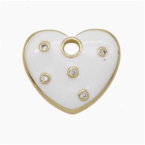 Copper Heart Pendant Pave Zirconia White Enamel Gold Plated, approx 20mm [FN47622]