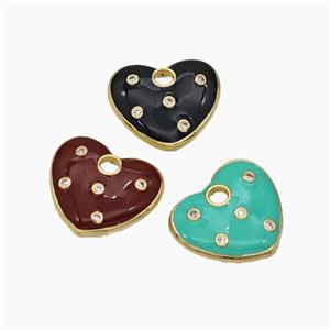 Copper Heart Pendant Pave Zirconia Enamel Gold Plated Mixed, approx 20mm [FN47626]