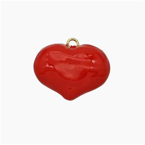 Copper Heart Pendant Red Enamel Gold Plated, approx 25-30mm [FN47630]