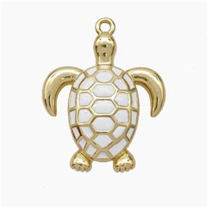 Copper Tortoise Pendant White Enamel Gold Plated, approx 22-26mm [FN47631]