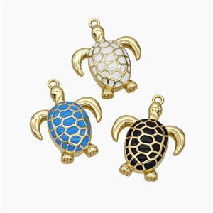Copper Tortoise Pendant Enamel Gold Plated Mixed, approx 22-26mm [FN47634]