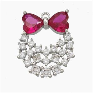 Tuxedo Charms Copper Bow Pendant Pave Zirconia Platinum Plated, approx 18-22mm [FN47637]