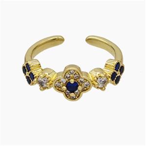 Copper Clover Rings Pave Zirconia Gold Plated, approx 5mm, 8mm, 18mm dia [FN47647]