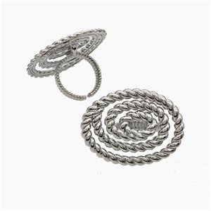 Copper Spiral Rings Platinum Plated, approx 30-40mm, 18mm dia [FN47672]