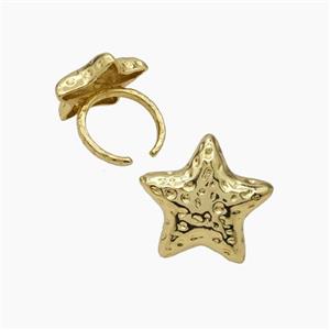 Copper Star Rings Hammered Gold Plated, approx 25mm, 18mm dia [FN47675]