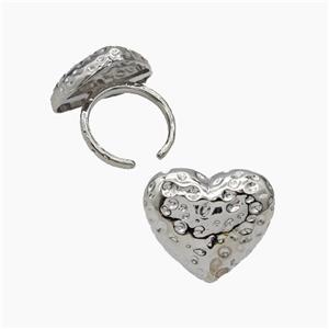 Copper Heart Rings Hammered Platinum Plated, approx 25mm, 18mm dia [FN47676]
