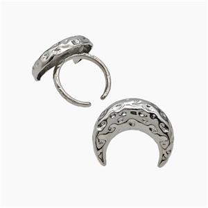 Copper Moon Rings Hammered Platinum Plated, approx 20-25mm, 18mm dia [FN47678]