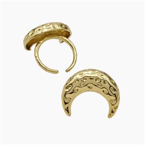 Copper Moon Rings Hammered Gold Plated, approx 20-25mm, 18mm dia [FN47679]