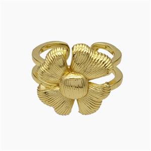 Copper Flower Rings Gold Plated, approx 18-19mm, 18mm dia [FN47681]