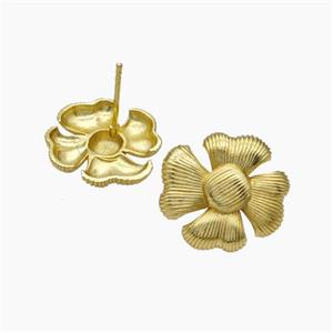 Copper Flower Stud Earrings Gold Plated, approx 18-19mm [FN47683]