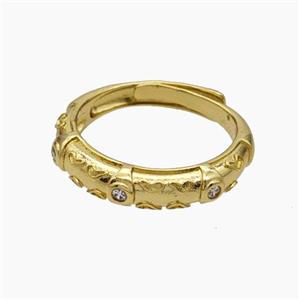 Copper Rings Pave Zirconia Adjustable Gold Plated, approx 4.5mm, 18mm dia [FN47686]