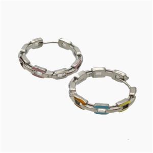 Copper Hoop Earrings Enamel Platinum Plated, approx 4mm, 25mm dia [FN47689]