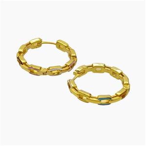 Copper Hoop Earrings Enamel Gold Plated, approx 4mm, 25mm dia [FN47690]