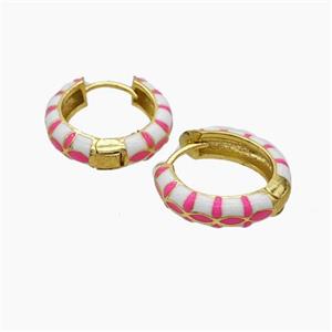 Copper Hoop Earrings Enamel Gold Plated, approx 5mm, 20mm dia [FN47700]