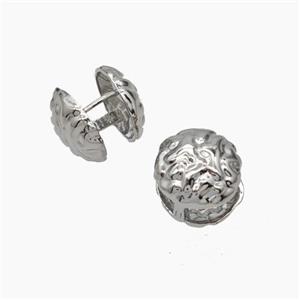 Copper Coin Latchback Earrings Hammered Platinum Plated, approx 16mm [FN47709]