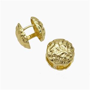 Copper Coin Latchback Earrings Hammered Gold Plated, approx 16mm [FN47710]