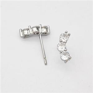 Copper Stud Earrings Micropave Zirconia Platinum Plated, approx 3-10mm [FN47736]