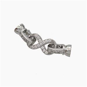 Copper Clasp Pave Zirconia Cord-End Infinity Platinum Plated, approx 6-22mm [FN47755]