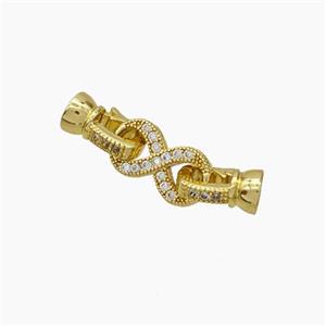 Copper Clasp Pave Zirconia Cord-End Infinity Gold Plated, approx 6-22mm [FN47756]