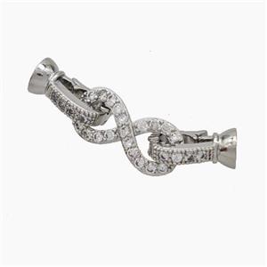 Copper Clasp Pave Zirconia Cord-End Infinity Platinum Plated, approx 9-35mm [FN47757]