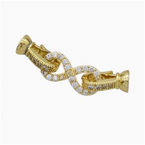Copper Clasp Pave Zirconia Cord-End Infinity Gold Plated, approx 9-35mm [FN47758]
