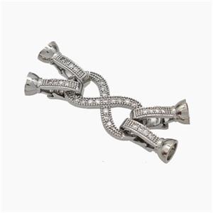 Copper Clasp Pave Zirconia Cord-End Infinity Platinum Plated, approx 10-40mm [FN47759]