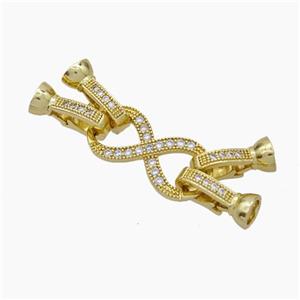 Copper Clasp Pave Zirconia Cord-End Infinity Gold Plated, approx 10-40mm [FN47760]
