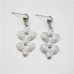 Copper Stud Earrings Rebirth Platinum Plated, approx 12-30mm [FN47767]