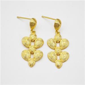 Copper Stud Earrings Rebirth Gold Plated, approx 12-30mm [FN47768]