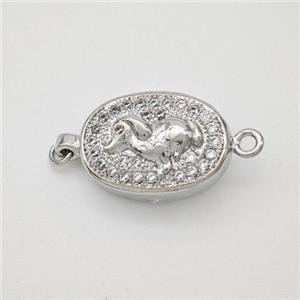 Copper Boar Connector Pave Zirconia Chinese Zodiac Platinum Plated, approx 10-14mm [FN47777]
