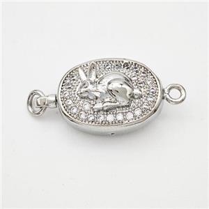 Copper Hare Connector Pave Zirconia Chinese Zodiac Platinum Plated, approx 10-14mm [FN47778]