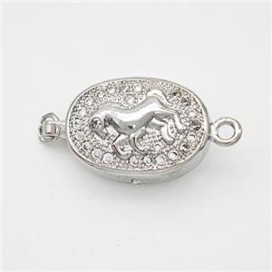 Copper Horse Connector Pave Zirconia Chinese Zodiac Platinum Plated, approx 10-14mm [FN47779]