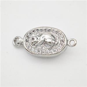 Copper Rat Connector Pave Zirconia Chinese Zodiac Platinum Plated, approx 10-14mm [FN47780]