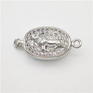 Copper Tiger Connector Pave Zirconia Chinese Zodiac Platinum Plated, approx 10-14mm [FN47781]