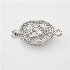 Copper Dragon Connector Pave Zirconia Chinese Zodiac Platinum Plated, approx 10-14mm [FN47782]