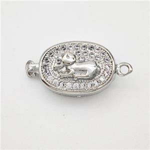 Copper Sheep Connector Pave Zirconia Chinese Zodiac Platinum Plated, approx 10-14mm [FN47783]