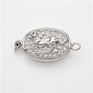 Copper Dog Connector Pave Zirconia Chinese Zodiac Platinum Plated, approx 10-14mm [FN47784]