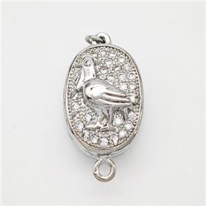 Copper Cock Connector Pave Zirconia Chinese Zodiac Platinum Plated, approx 10-14mm [FN47786]