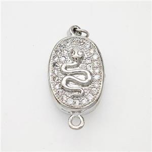 Copper Snake Connector Pave Zirconia Chinese Zodiac Platinum Plated, approx 10-14mm [FN47787]