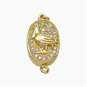 Copper Cock Connector Pave Zirconia Chinese Zodiac Gold Plated, approx 10-14mm [FN47791]