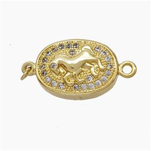 Copper Horse Connector Pave Zirconia Chinese Zodiac Gold Plated, approx 10-14mm [FN47792]