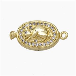 Copper Rat Connector Pave Zirconia Chinese Zodiac Gold Plated, approx 10-14mm [FN47793]