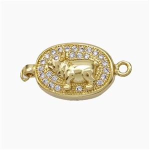 Copper Ox Connector Pave Zirconia Chinese Zodiac Gold Plated, approx 10-14mm [FN47794]