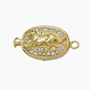Copper Dog Connector Pave Zirconia Chinese Zodiac Gold Plated, approx 10-14mm [FN47796]