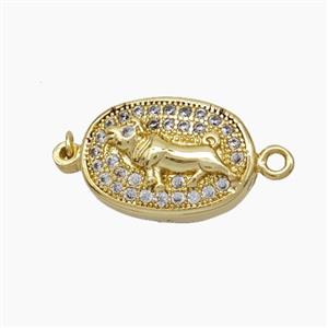 Copper Tiger Connector Pave Zirconia Chinese Zodiac Gold Plated, approx 10-14mm [FN47797]